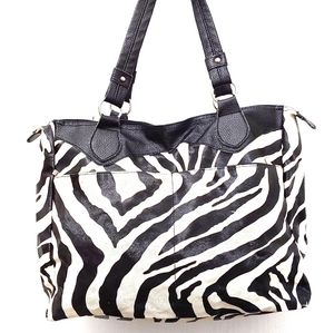 `P25300 Vintage Bijoux Terner Zebra Bag with black handles